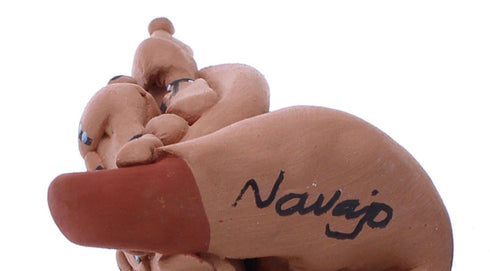 Native American Navajo Hand Crafted Storyteller Pottery By Eva Plummer JX121712
